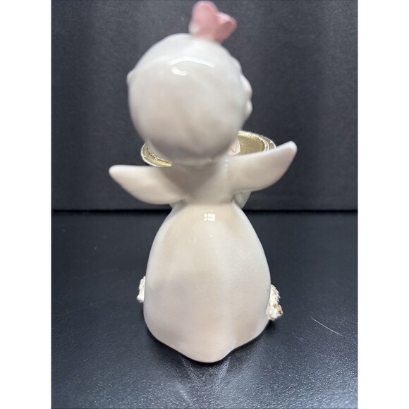 Vintage Napco Porcelain ANGEL Holding Happy Birthday Cake Japan - Picture 3 of 7
